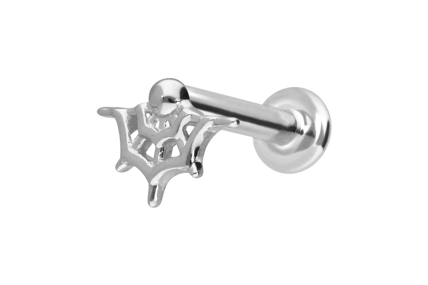 14 Karat Gold Labret Piercing mit Push Fit SPINNENNETZ